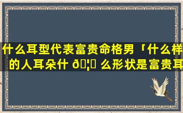 什么耳型代表富贵命格男「什么样的人耳朵什 🦁 么形状是富贵耳朵」